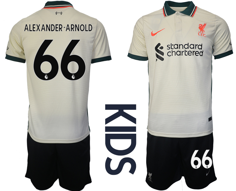 Youth 2021-2022 Club Liverpool away cream #66 Soccer Jersey->youth soccer jersey->Youth Jersey